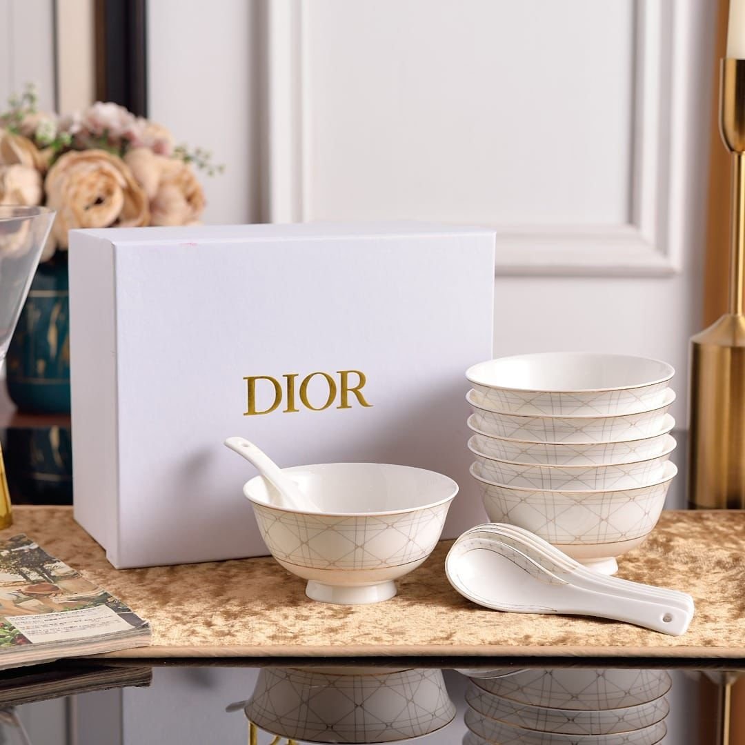 Soup set of six bowls with spoons, Hermes, Versace are also available - Versace Kitchen and Dining | Aleppo Gift UAE